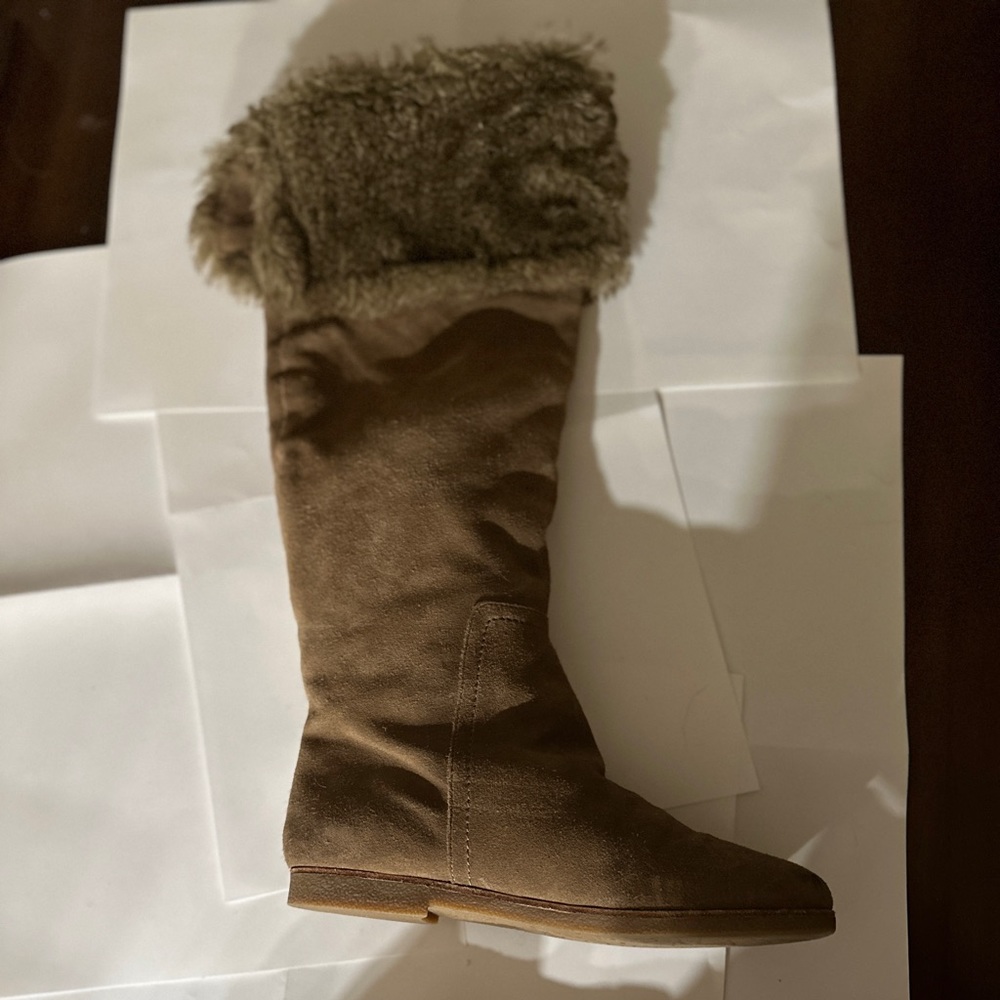 Sam Edelman knee high brown furry boots.